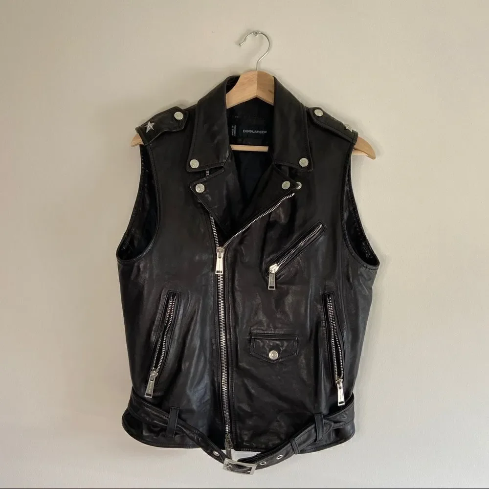 VINTAGE DSQUARED2 RARE BORN IN 1964 STUDDED LEATHER JACKET